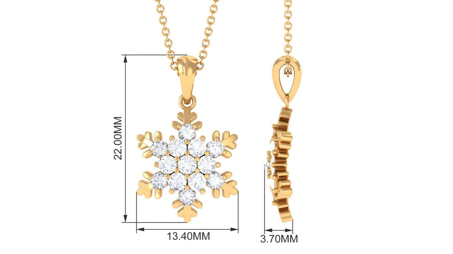 Certified Moissanite Snowflake Pendant Necklace for Her