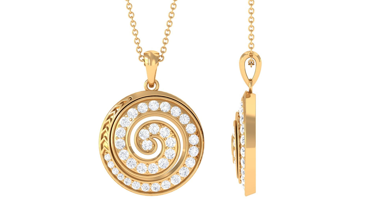 Round Cut Moissanite Swirl Pendant for Women