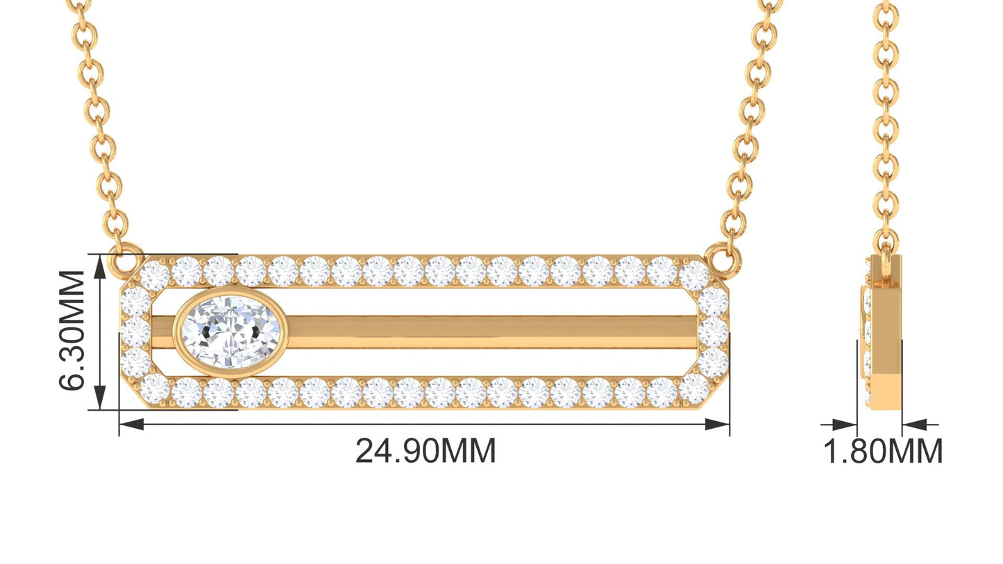 Certified Moissanite Bar Necklace for Her