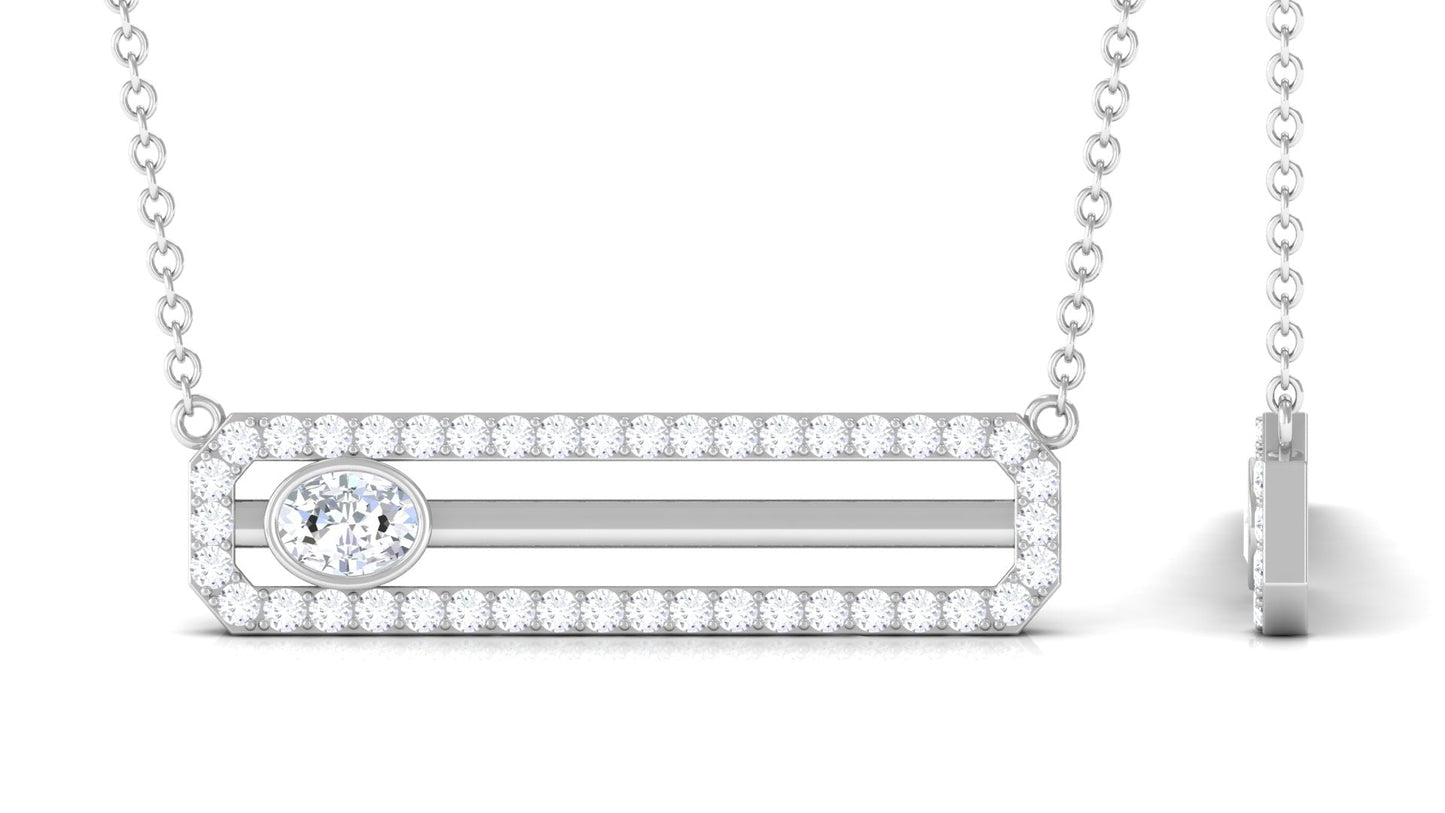 Certified Moissanite Bar Necklace for Her