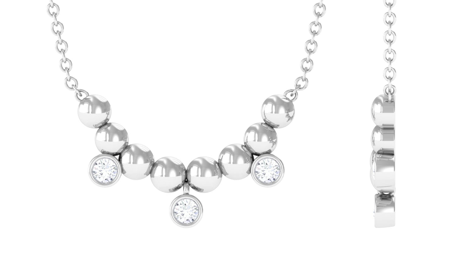Certified Moissanite Beaded Necklace for Women