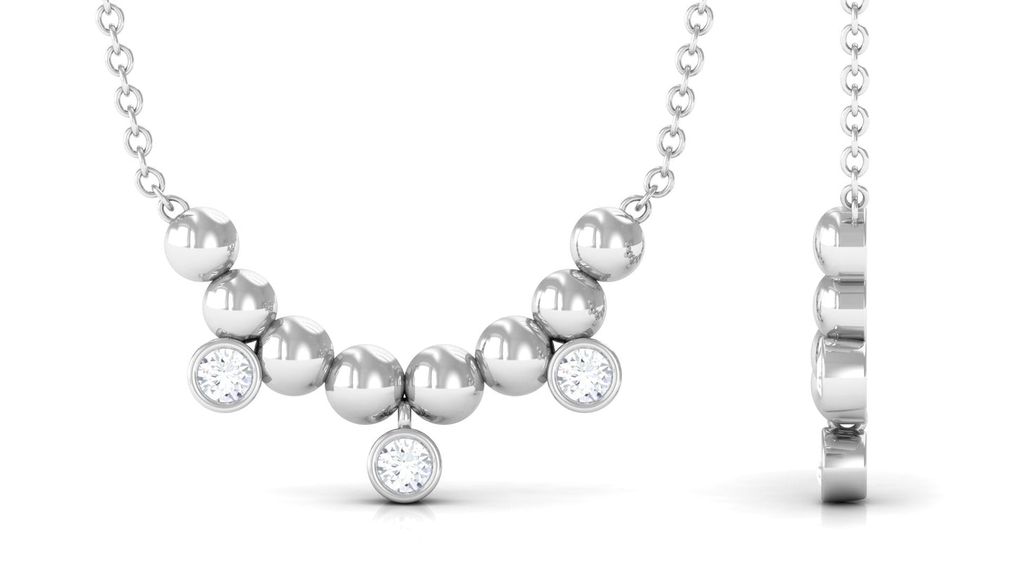 Certified Moissanite Beaded Necklace for Women