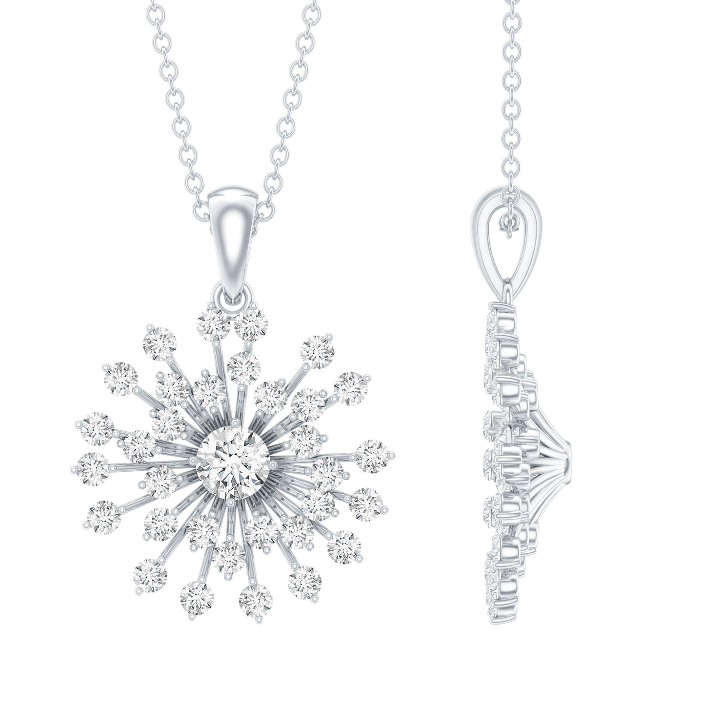 Certified Moissanite Sunburst Pendant for Women