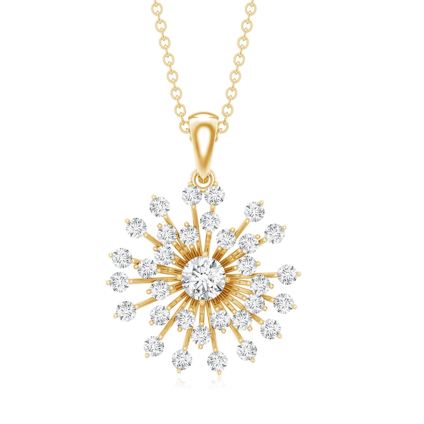 Certified Moissanite Sunburst Pendant for Women
