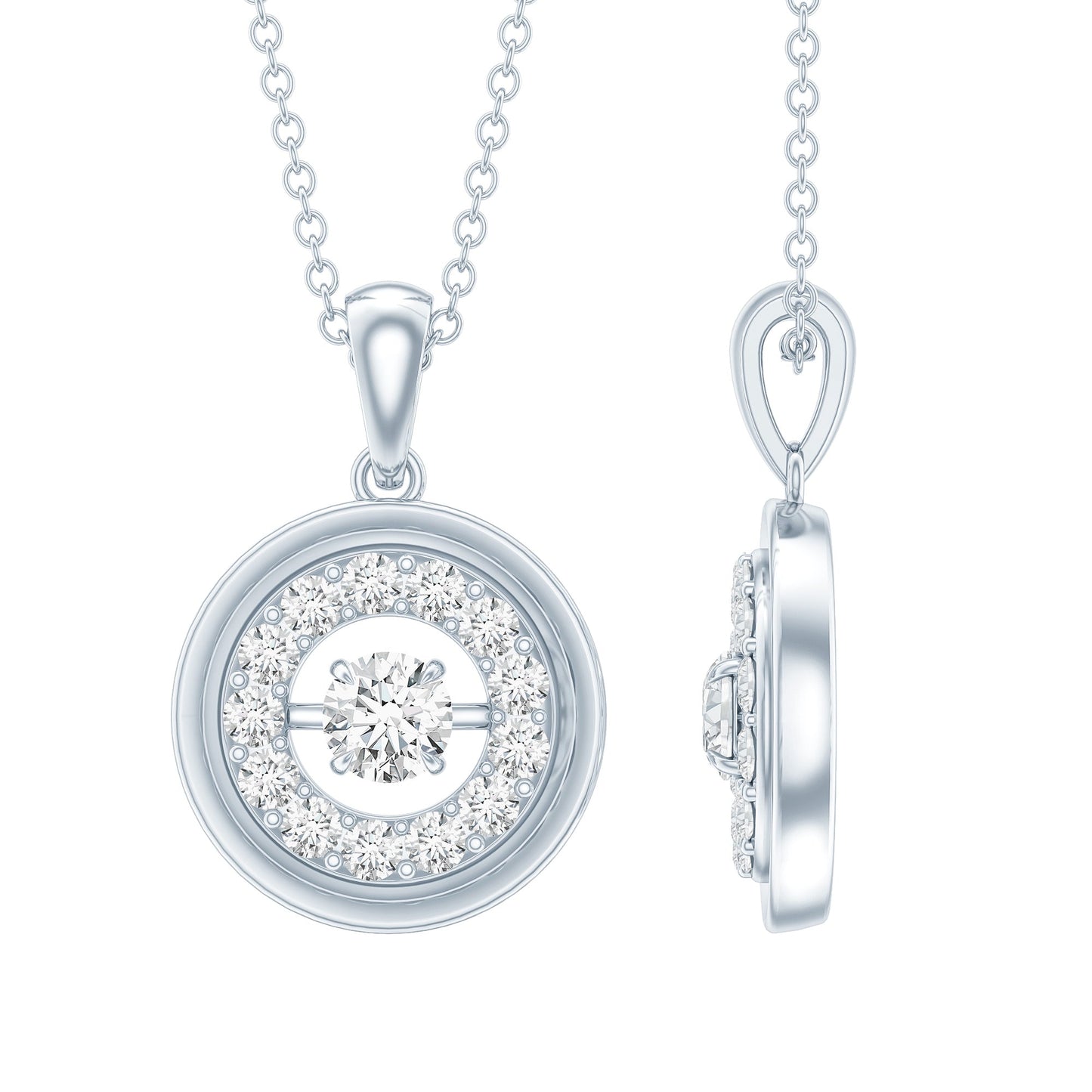 Certified Moissanite Classic Halo Pendant