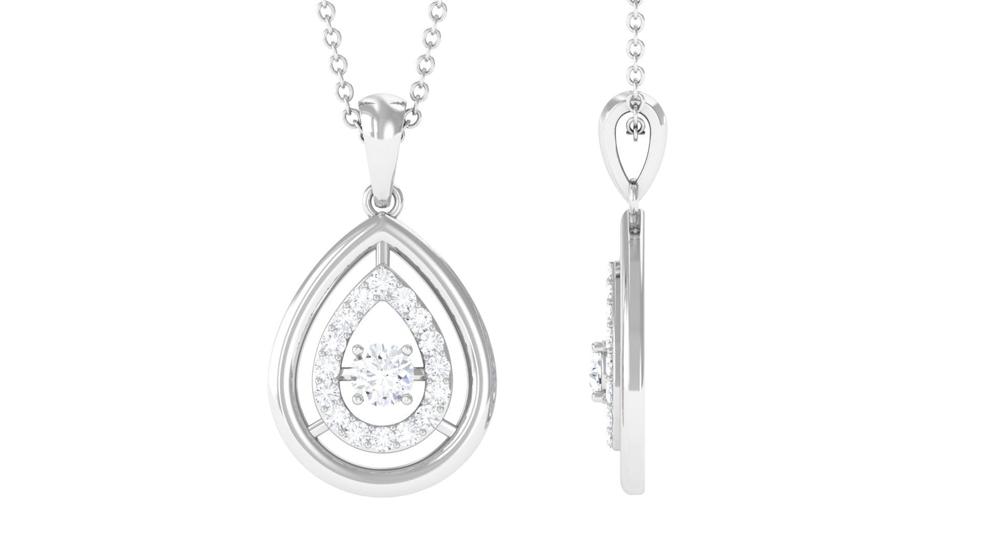 Certified Moissanite Teardrop Shape Necklace with Halo
