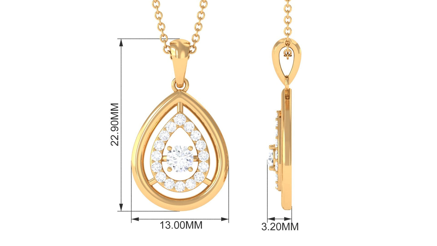 Certified Moissanite Teardrop Shape Necklace with Halo