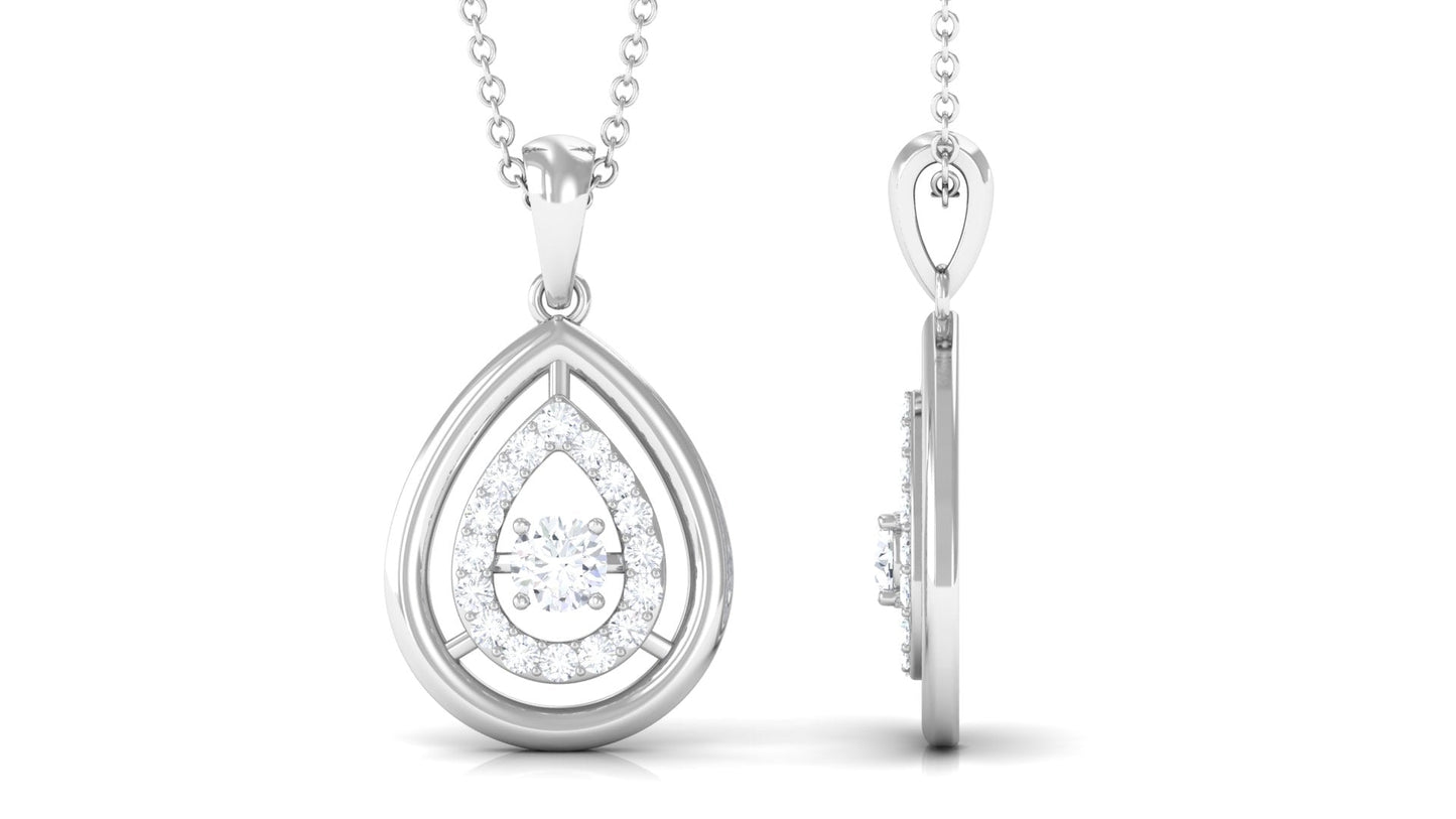 Certified Moissanite Teardrop Shape Necklace with Halo