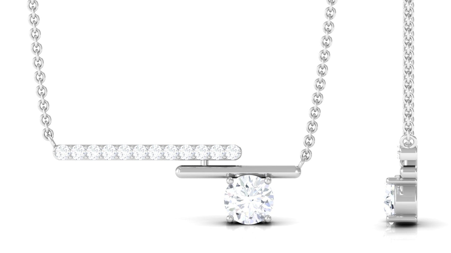 0.5 Carat Certified Moissanite Contemporary Bar Necklace