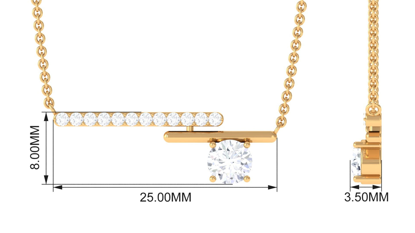 0.5 Carat Certified Moissanite Contemporary Bar Necklace
