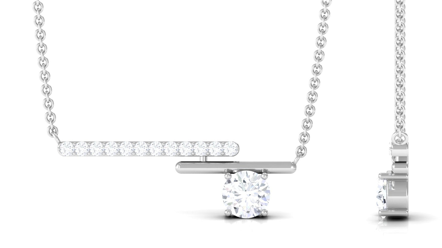 0.5 Carat Certified Moissanite Contemporary Bar Necklace