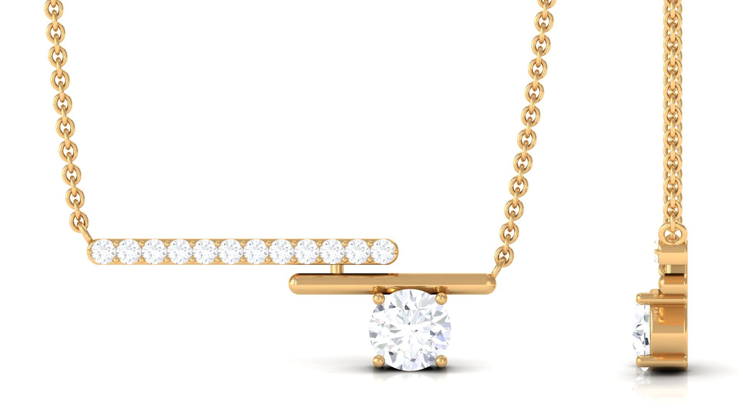 0.5 Carat Certified Moissanite Contemporary Bar Necklace