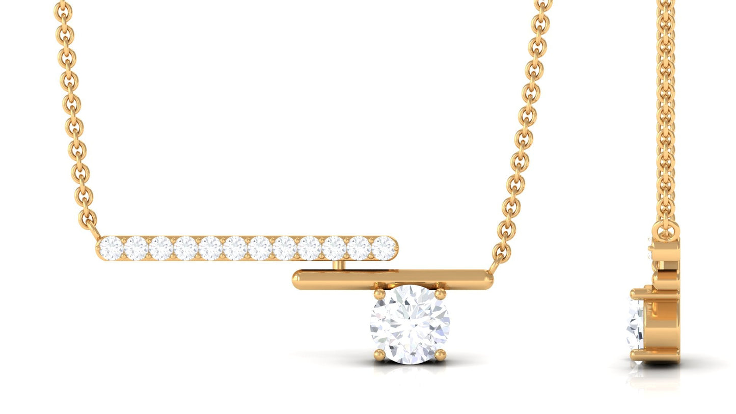 0.5 Carat Certified Moissanite Contemporary Bar Necklace