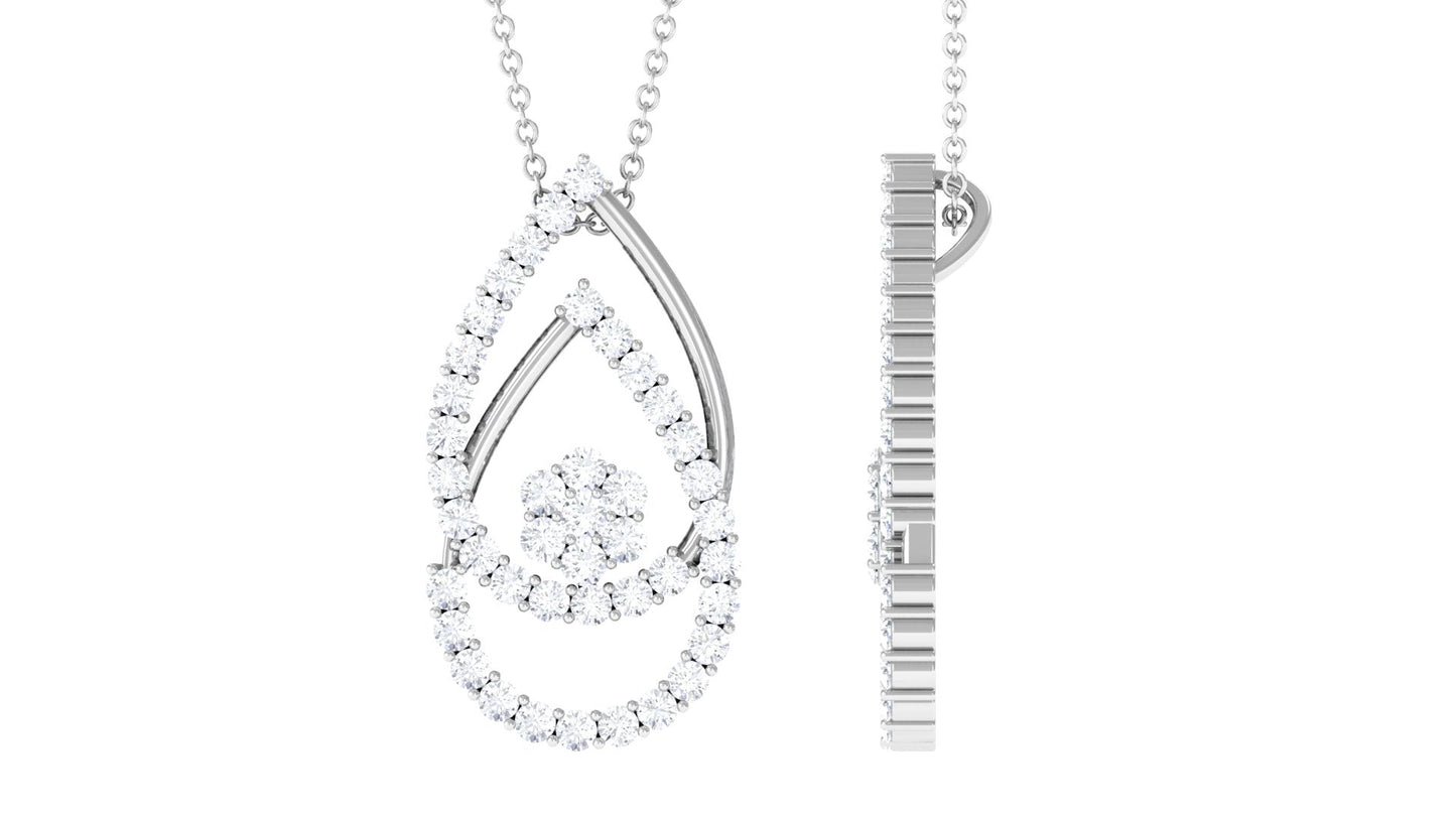 Moissanite Teardrop Necklace in Prong Setting