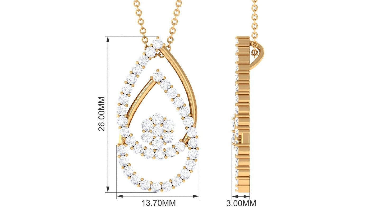 Moissanite Teardrop Necklace in Prong Setting