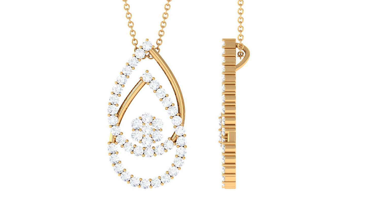 Moissanite Teardrop Necklace in Prong Setting