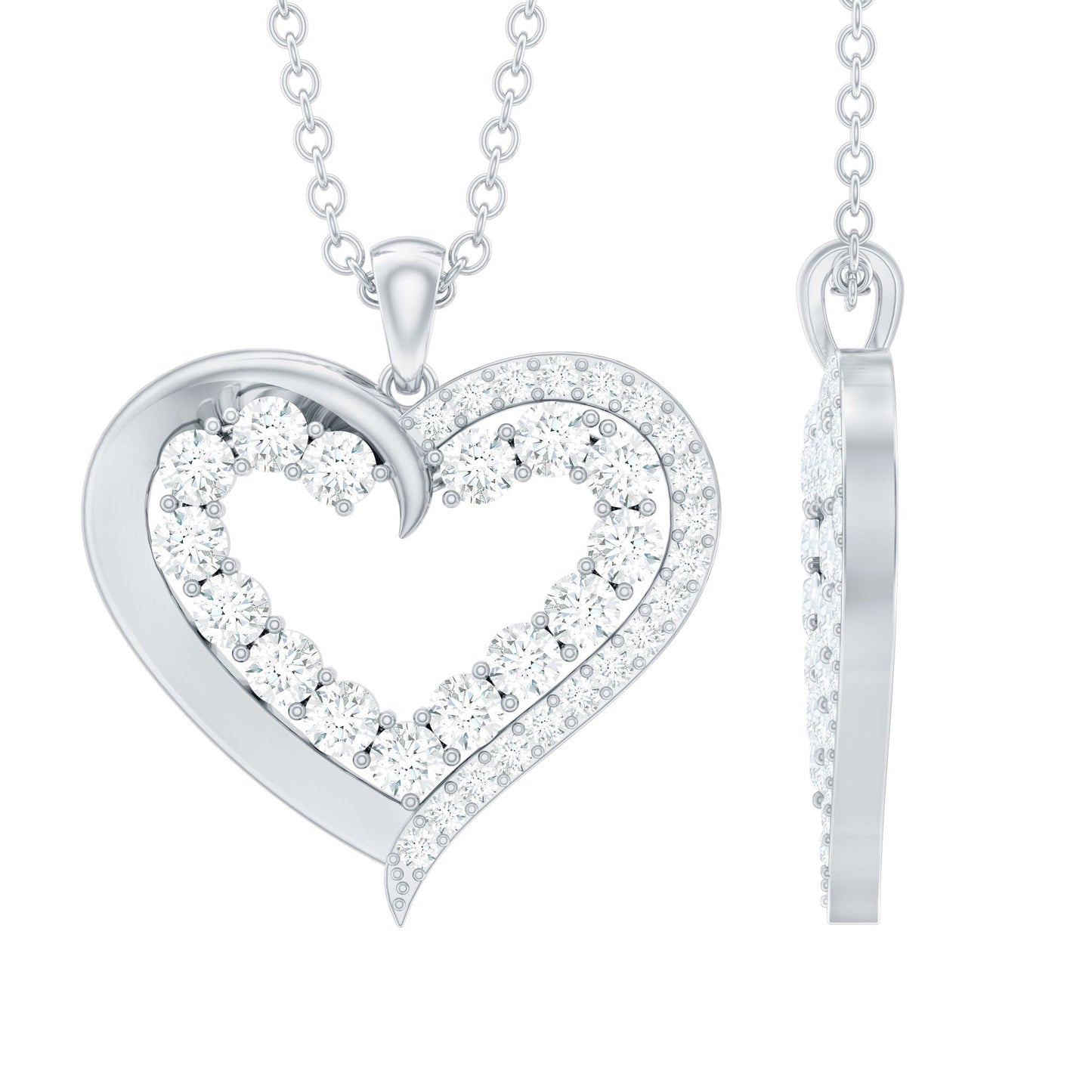 Certified Moissanite Open Heart Pendant