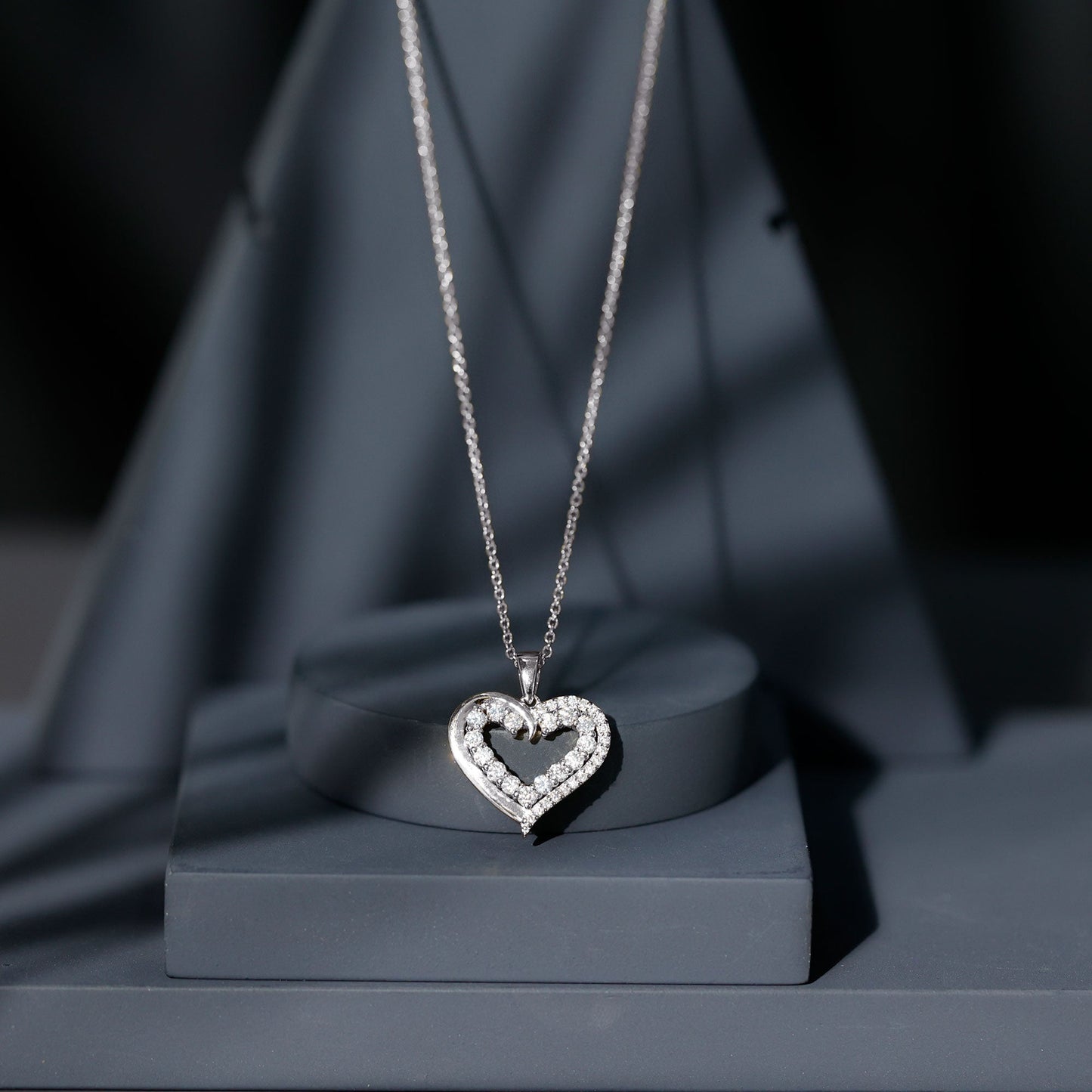 Certified Moissanite Open Heart Pendant