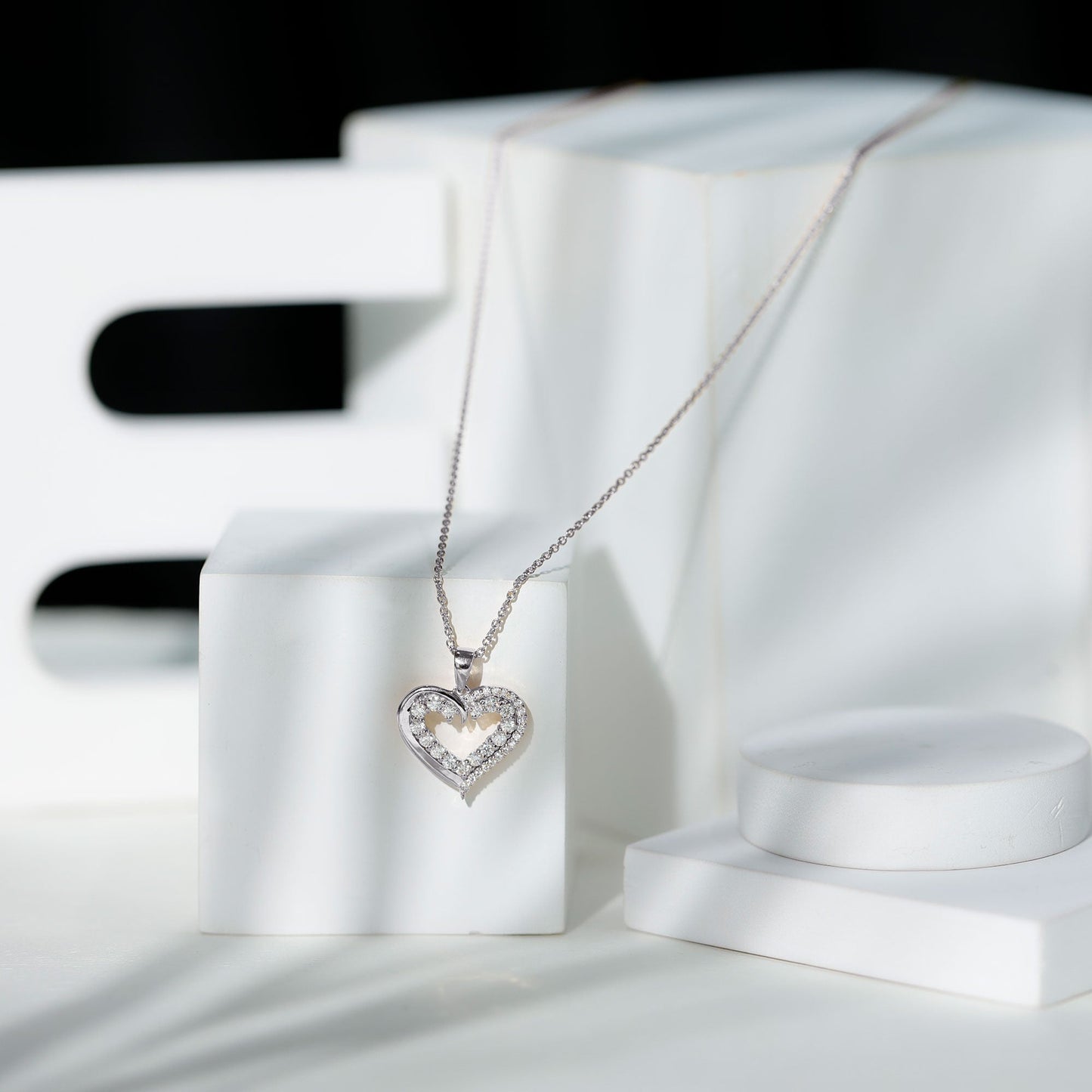 Certified Moissanite Open Heart Pendant