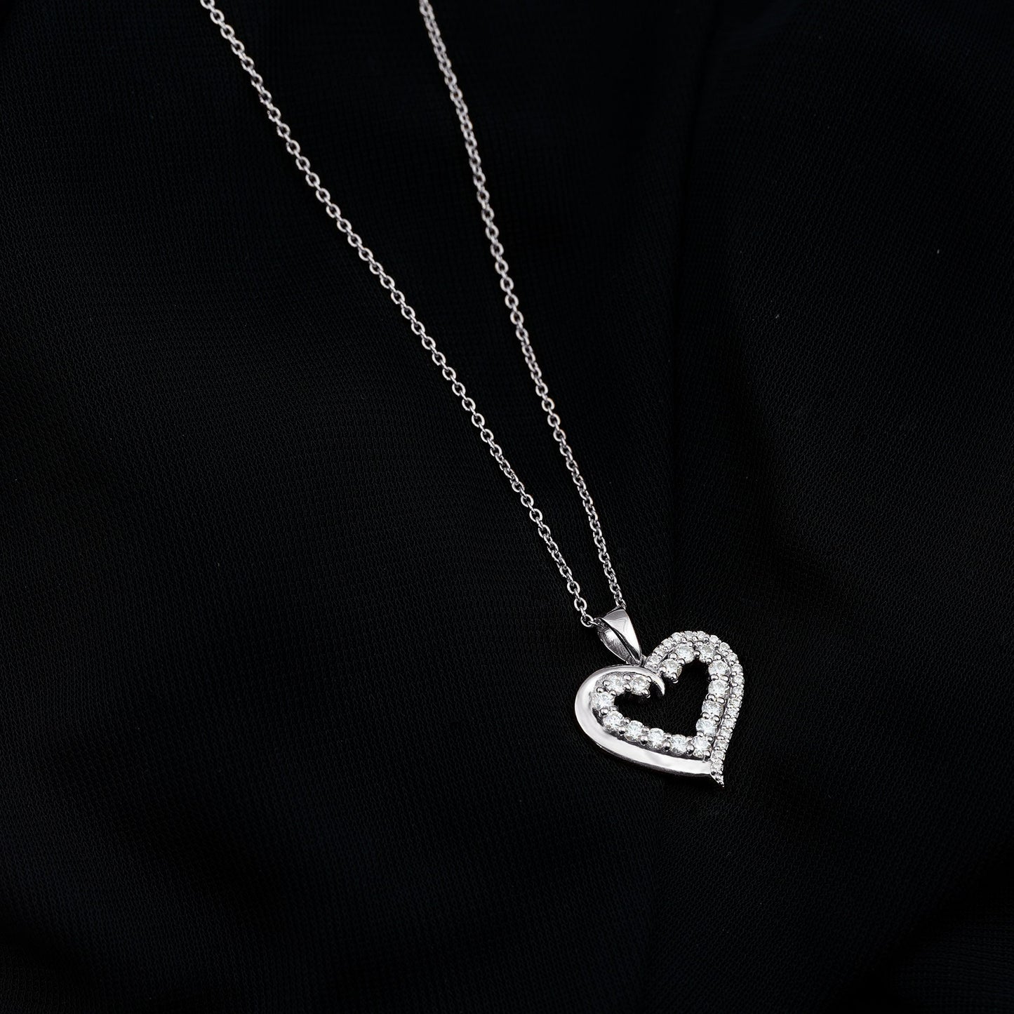 Certified Moissanite Open Heart Pendant