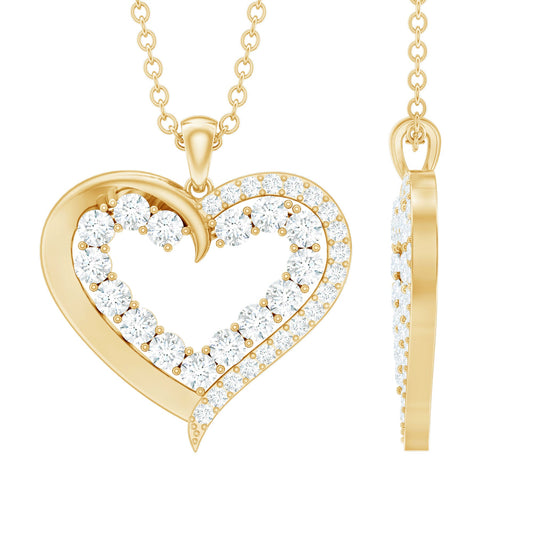 Certified Moissanite Open Heart Pendant
