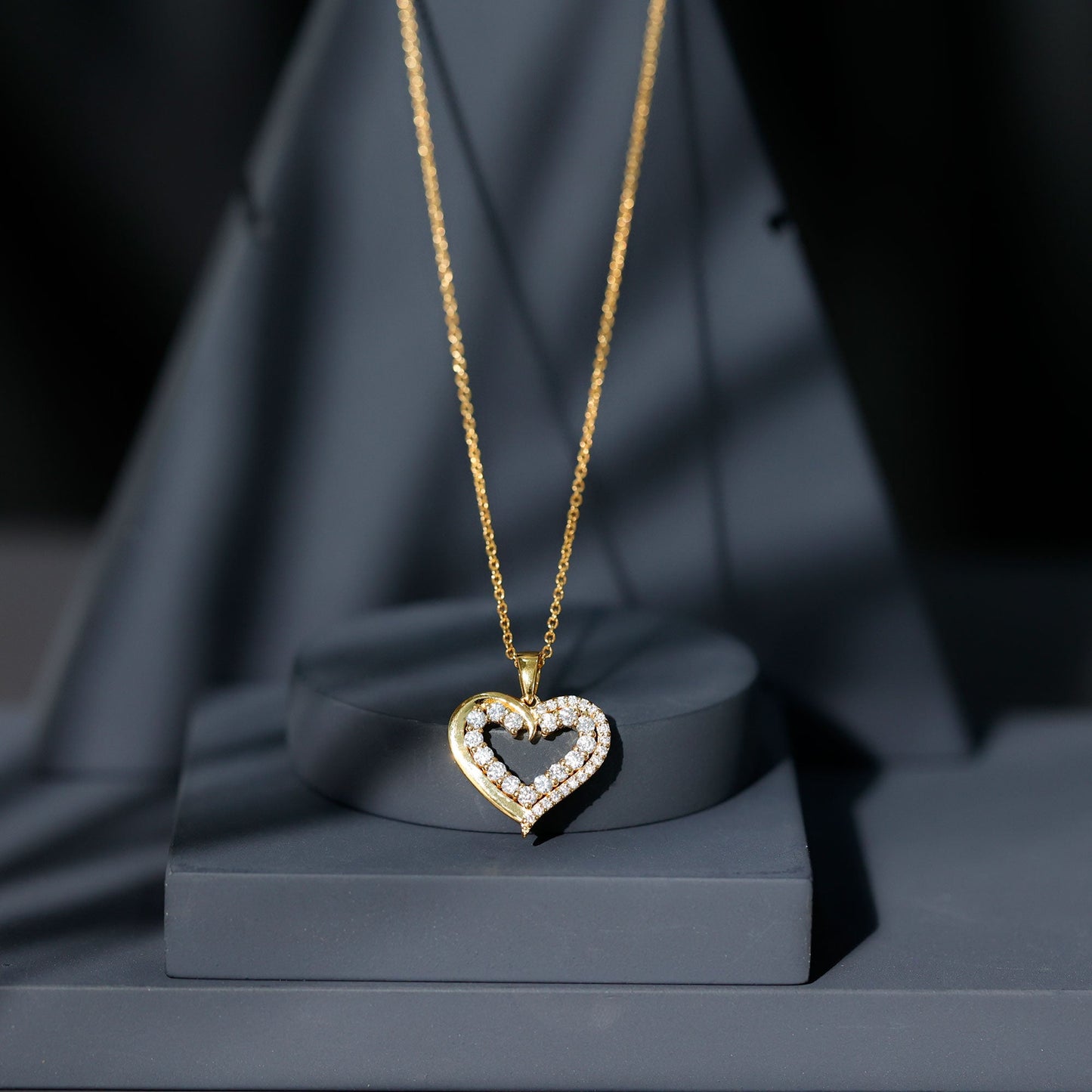 Certified Moissanite Open Heart Pendant