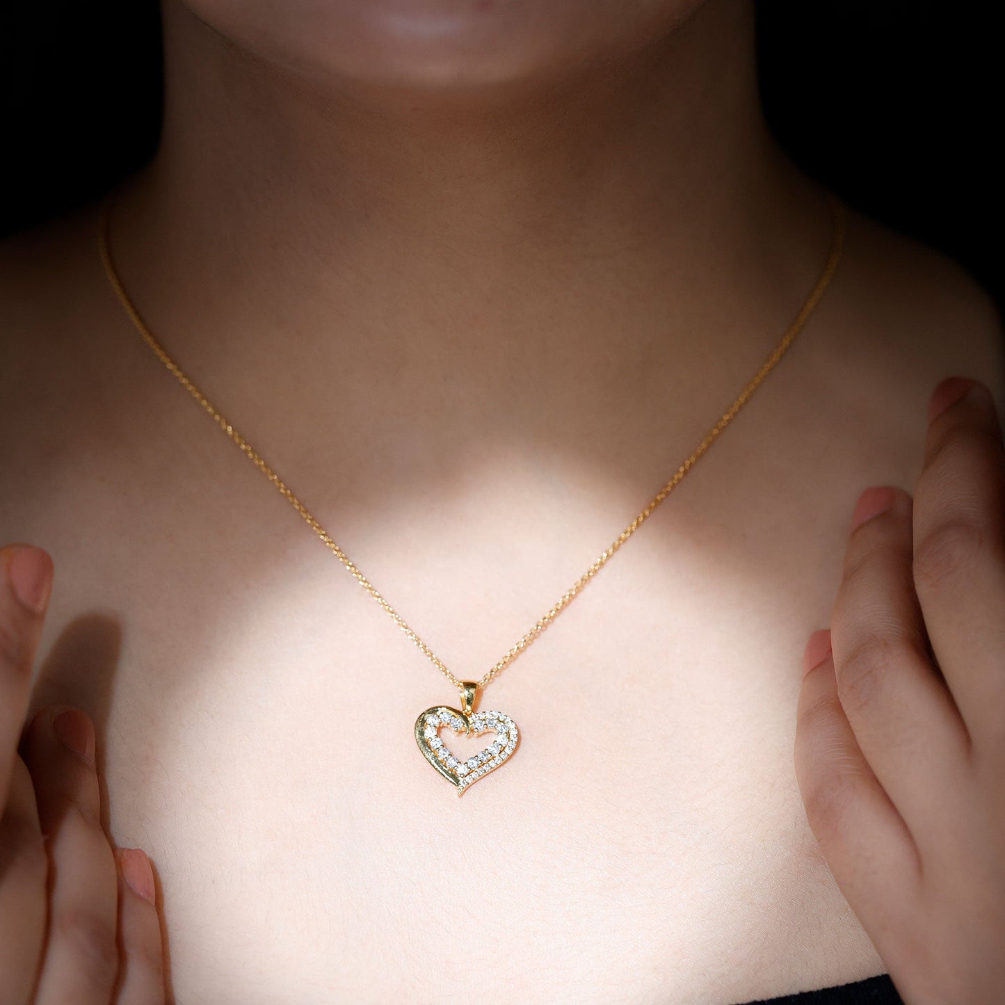 Certified Moissanite Open Heart Pendant