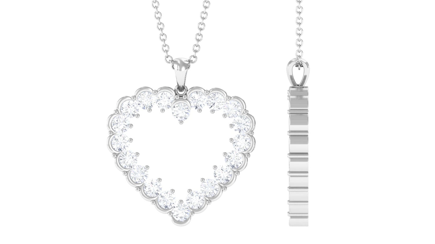 Certified Moissanite Open Heart Pendant Necklace