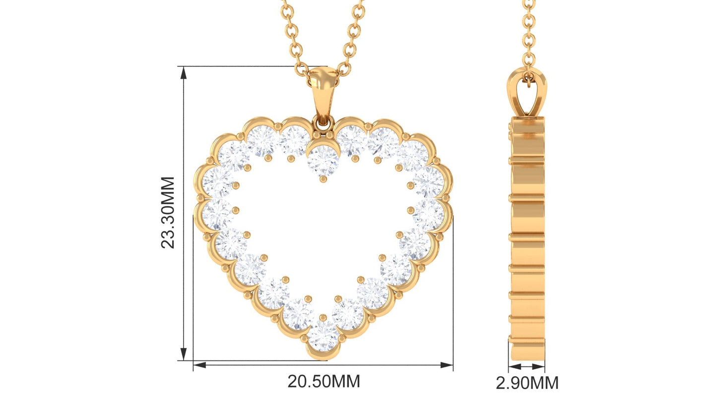 Certified Moissanite Open Heart Pendant Necklace