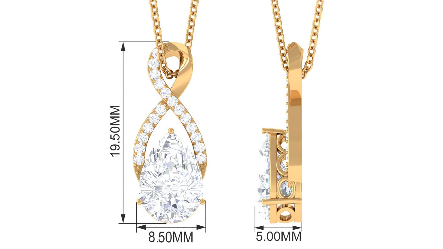 Certified 2.2 Carat Moissanite Infinity Pendant Necklace for Women