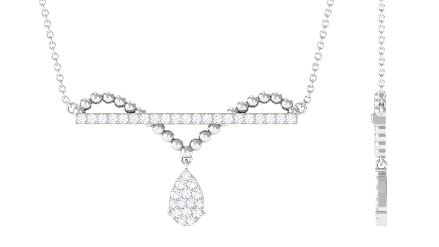 Designer Moissanite Bar Drop Necklace in Pave Setting