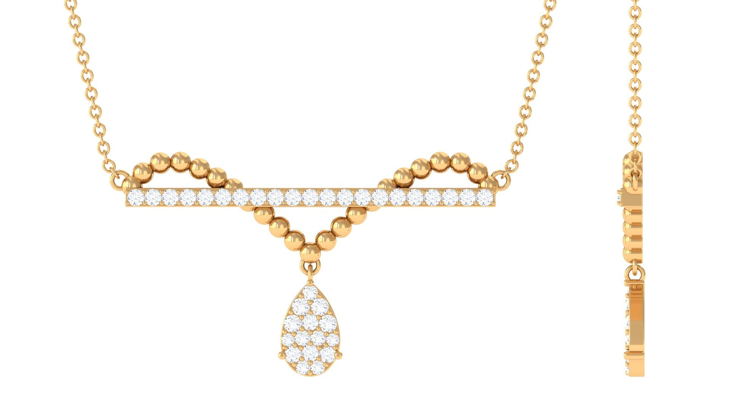 Designer Moissanite Bar Drop Necklace in Pave Setting