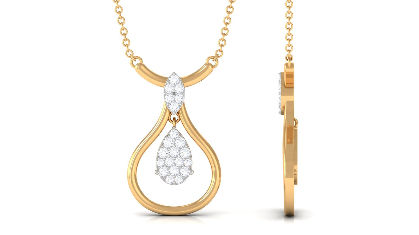Certified Moissanite Teardrop Necklace in Illusion Setting