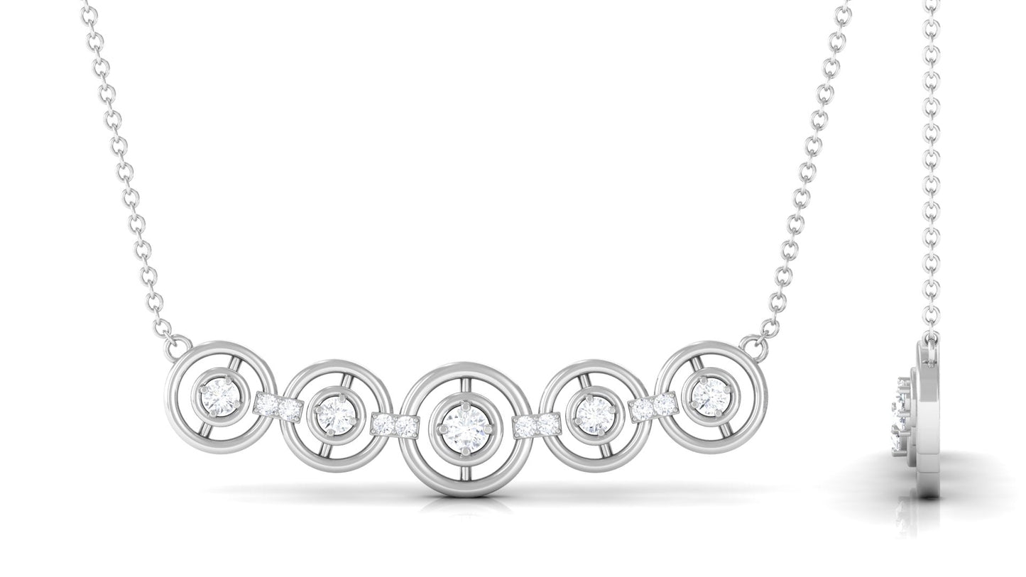 Certified Round Moissanite Bar Necklace for Women