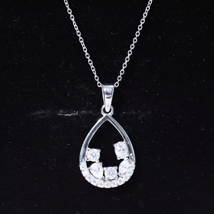 Designer Moissanite Teardrop Pendant Necklace