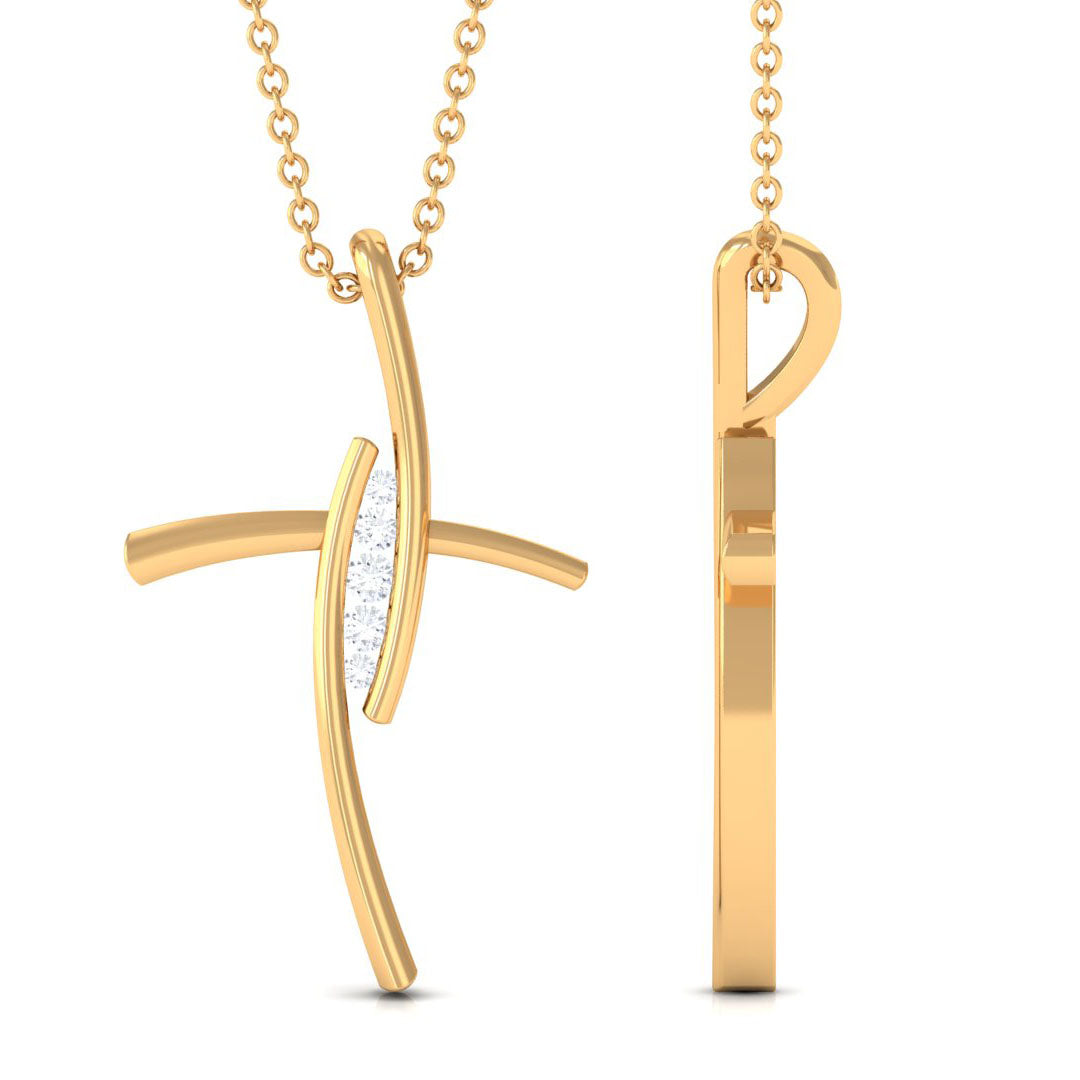 Contemporary Moissanite Religious Cross Pendant Necklace