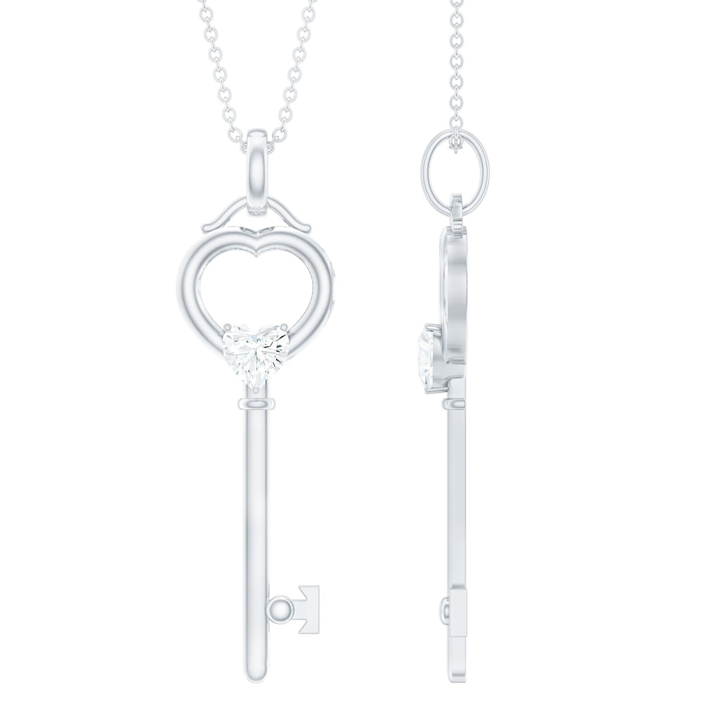 Certified Moissanite Key to My Heart Necklace for Women