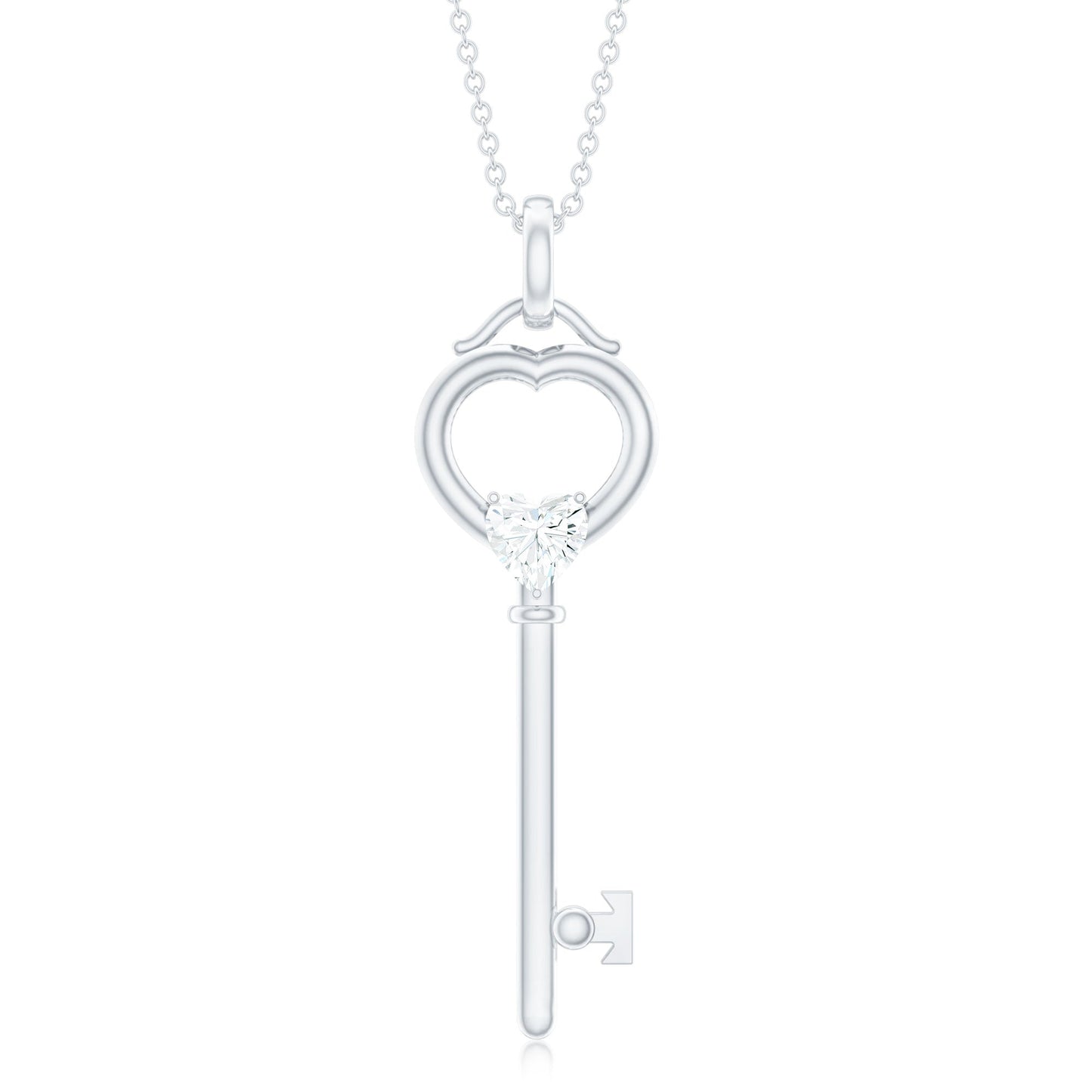 Certified Moissanite Key to My Heart Necklace for Women