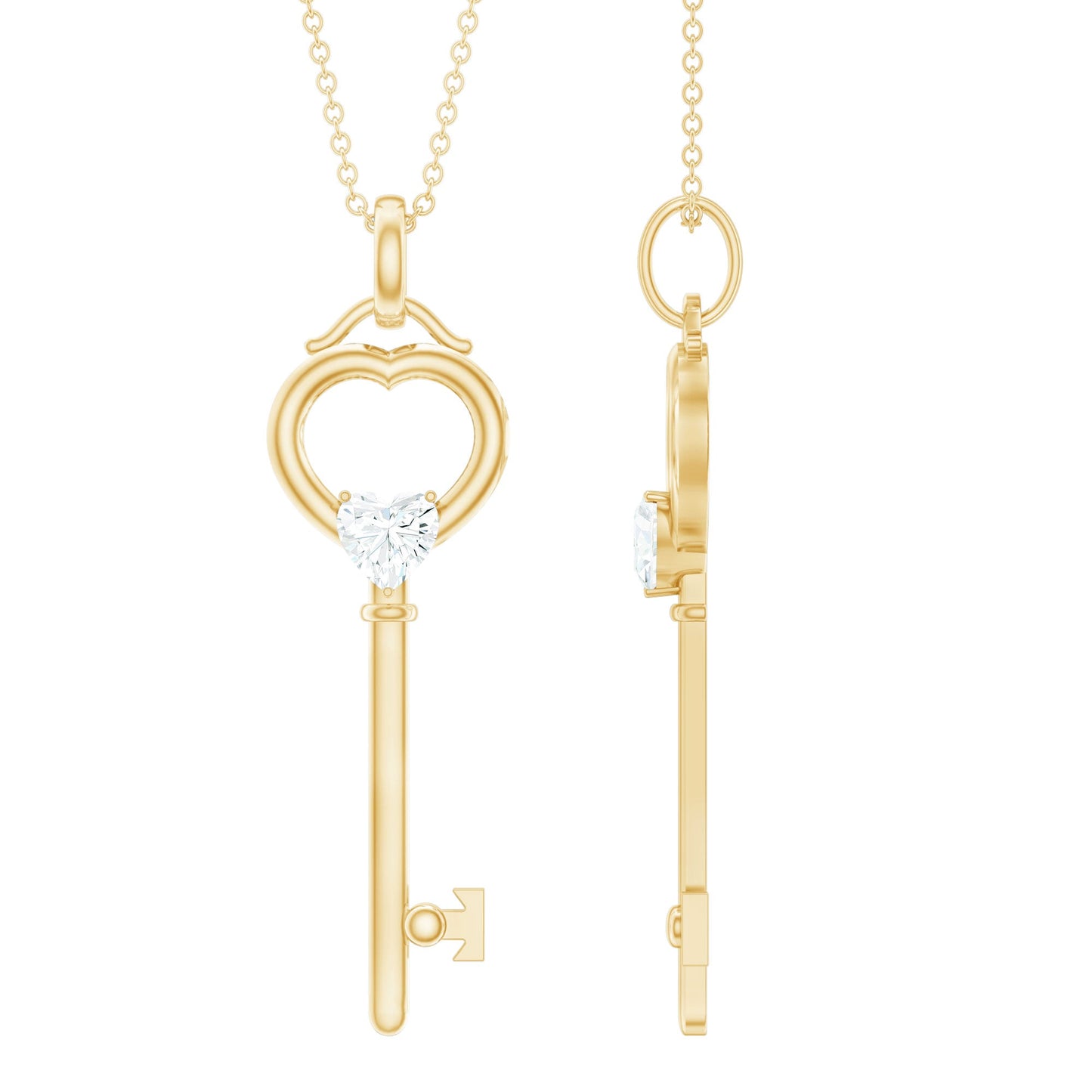 Certified Moissanite Key to My Heart Necklace for Women