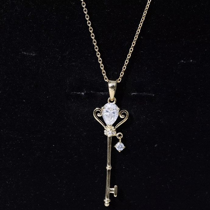 Vintage Moissanite Key Pendant for Women