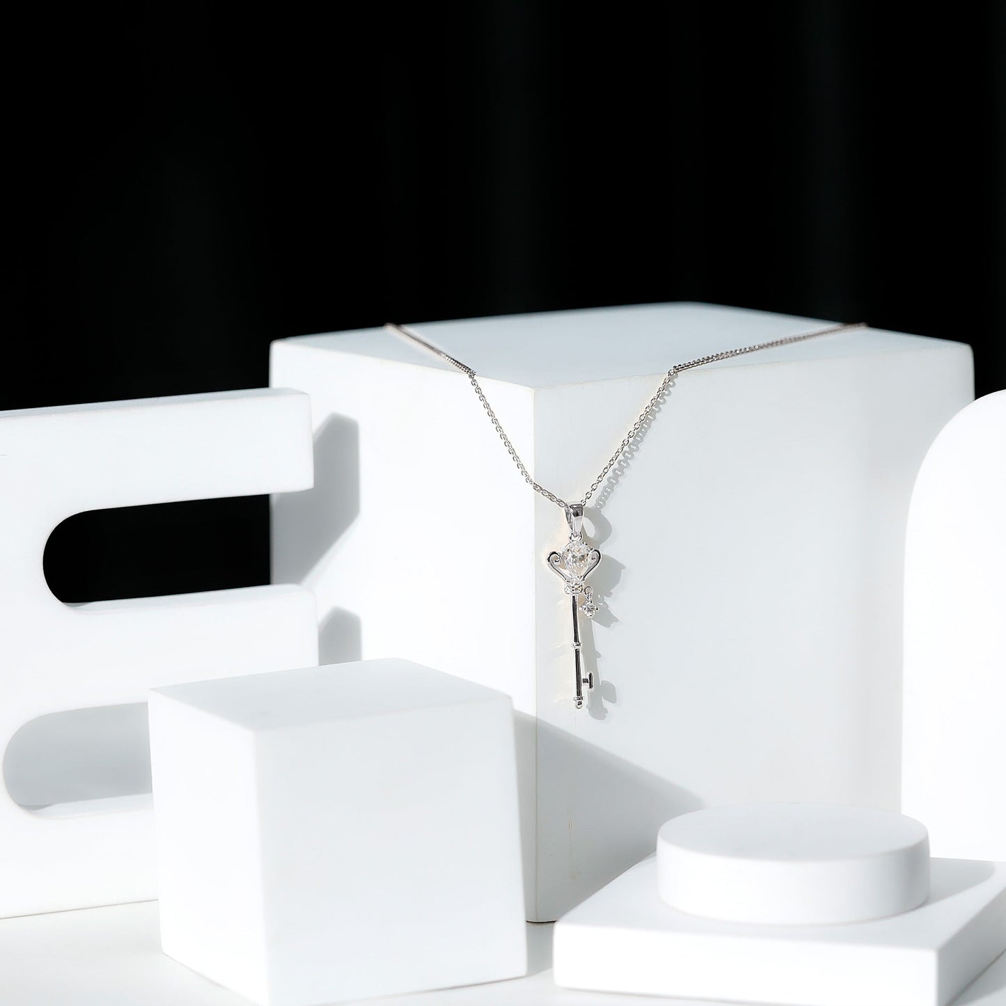 Vintage Moissanite Key Pendant for Women