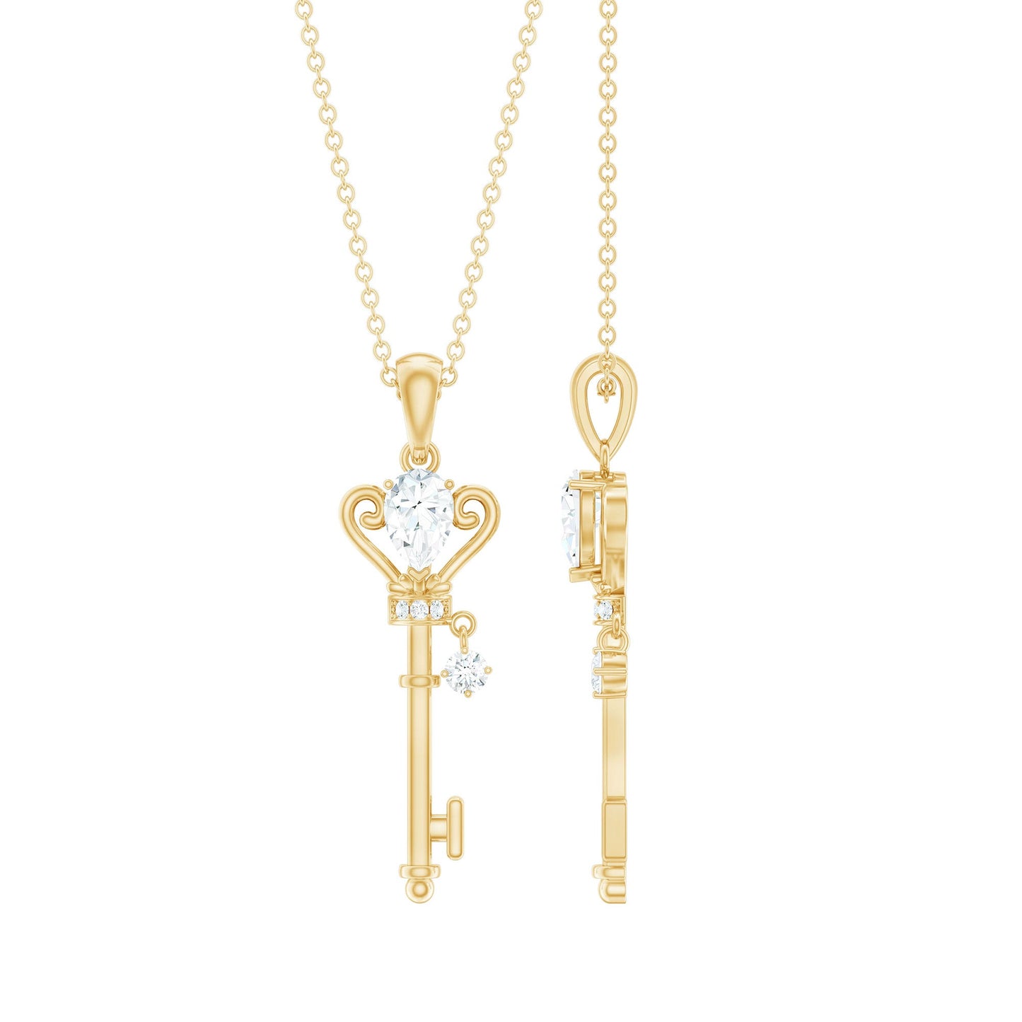 Vintage Moissanite Key Pendant for Women