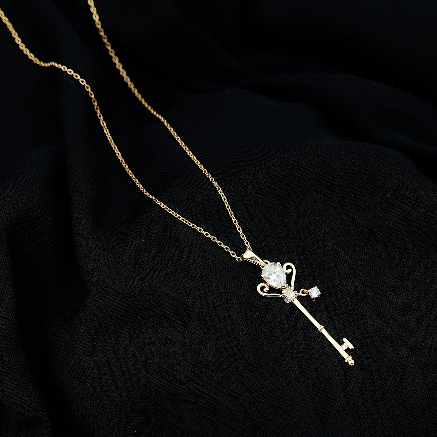 Vintage Moissanite Key Pendant for Women