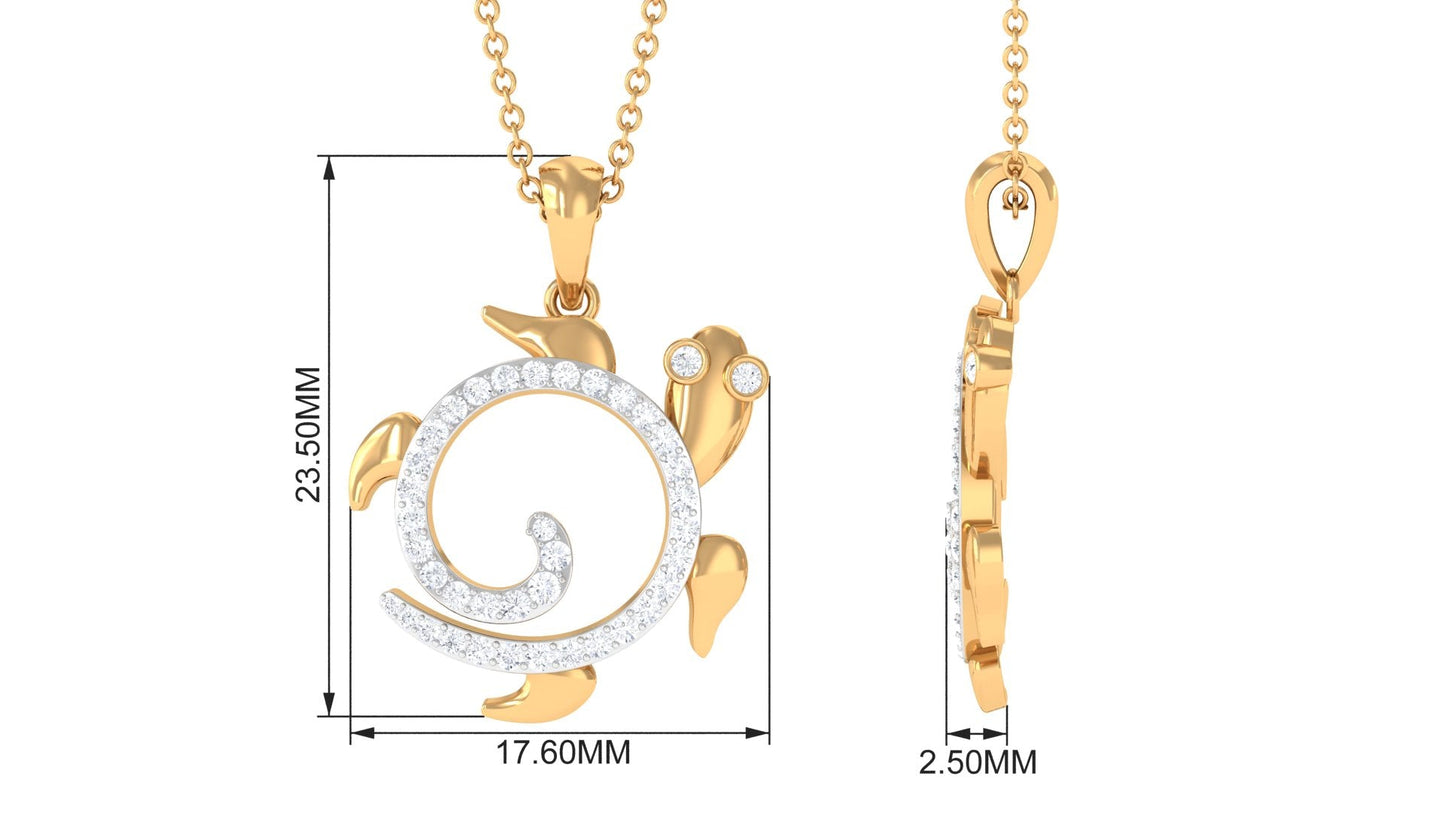 Certified Moissanite Turtle Shape Pendant Necklace