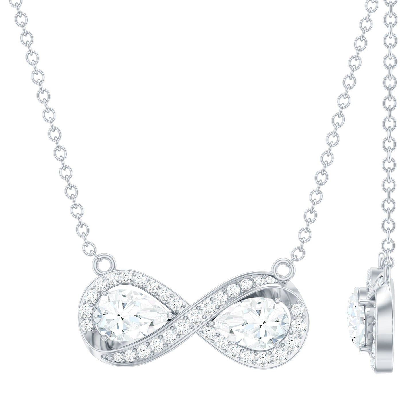 Certified Pear Shape Moissanite Infinity Necklace for Women