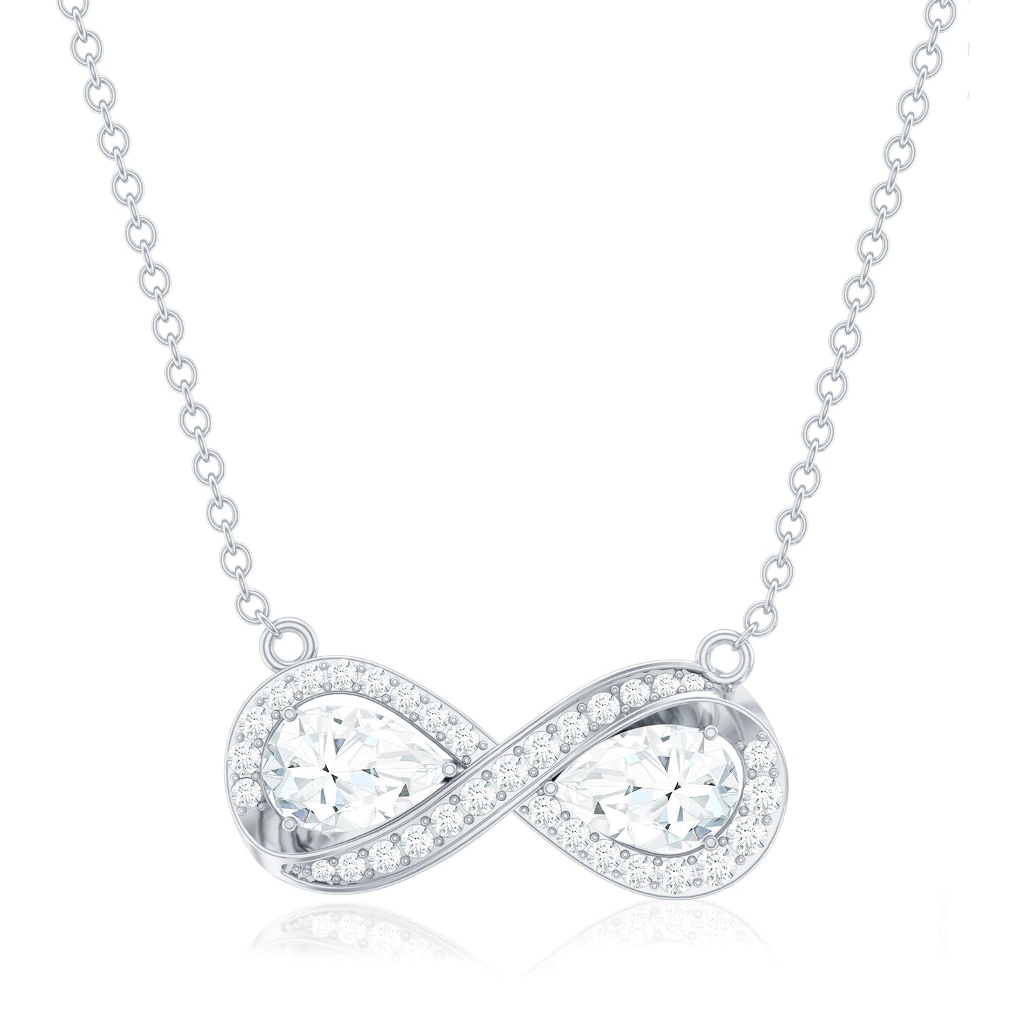 Certified Pear Shape Moissanite Infinity Necklace for Women