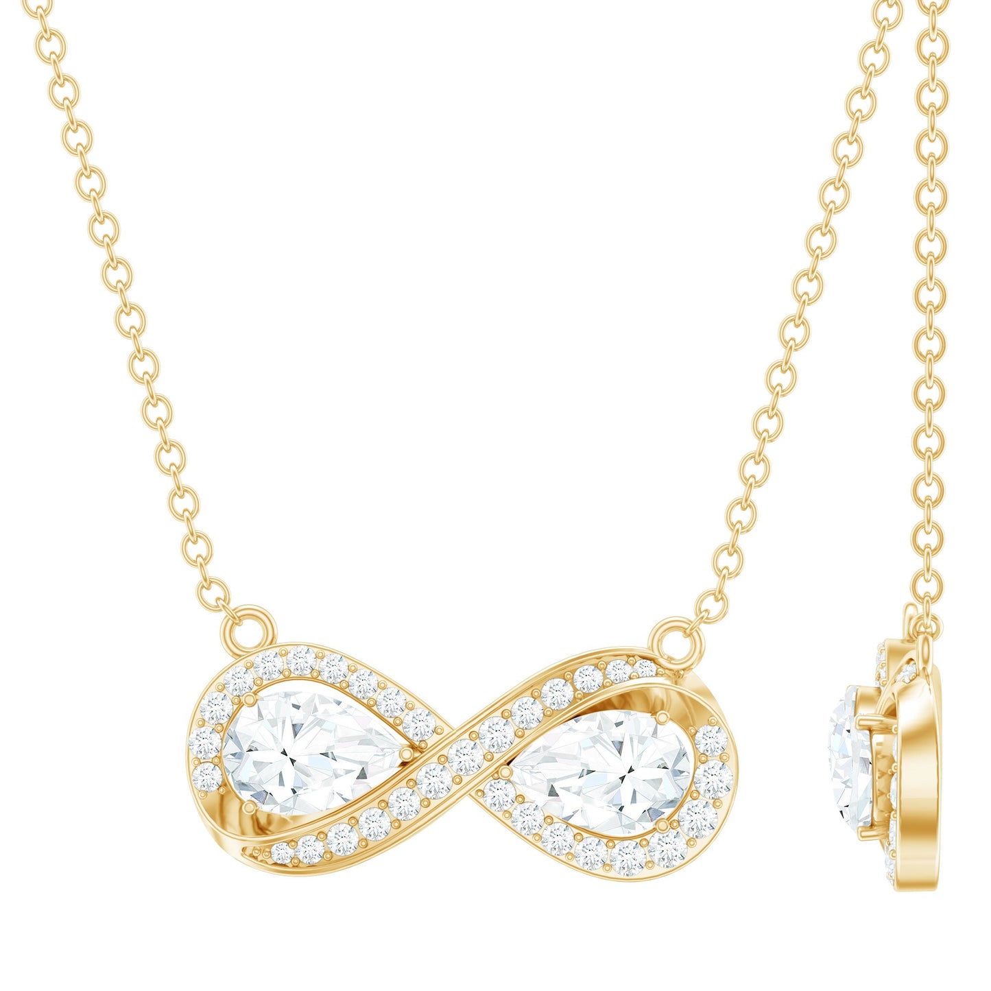 Certified Pear Shape Moissanite Infinity Necklace for Women