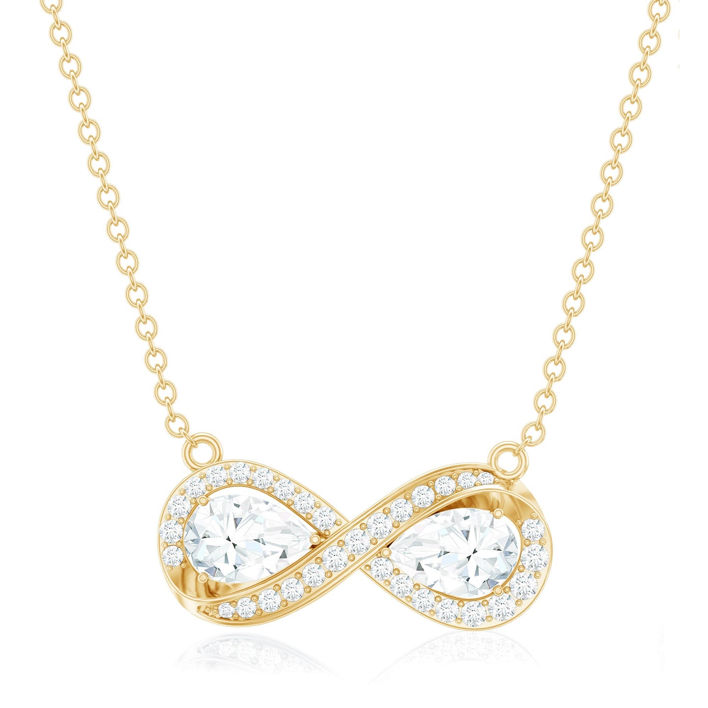 Certified Pear Shape Moissanite Infinity Necklace for Women