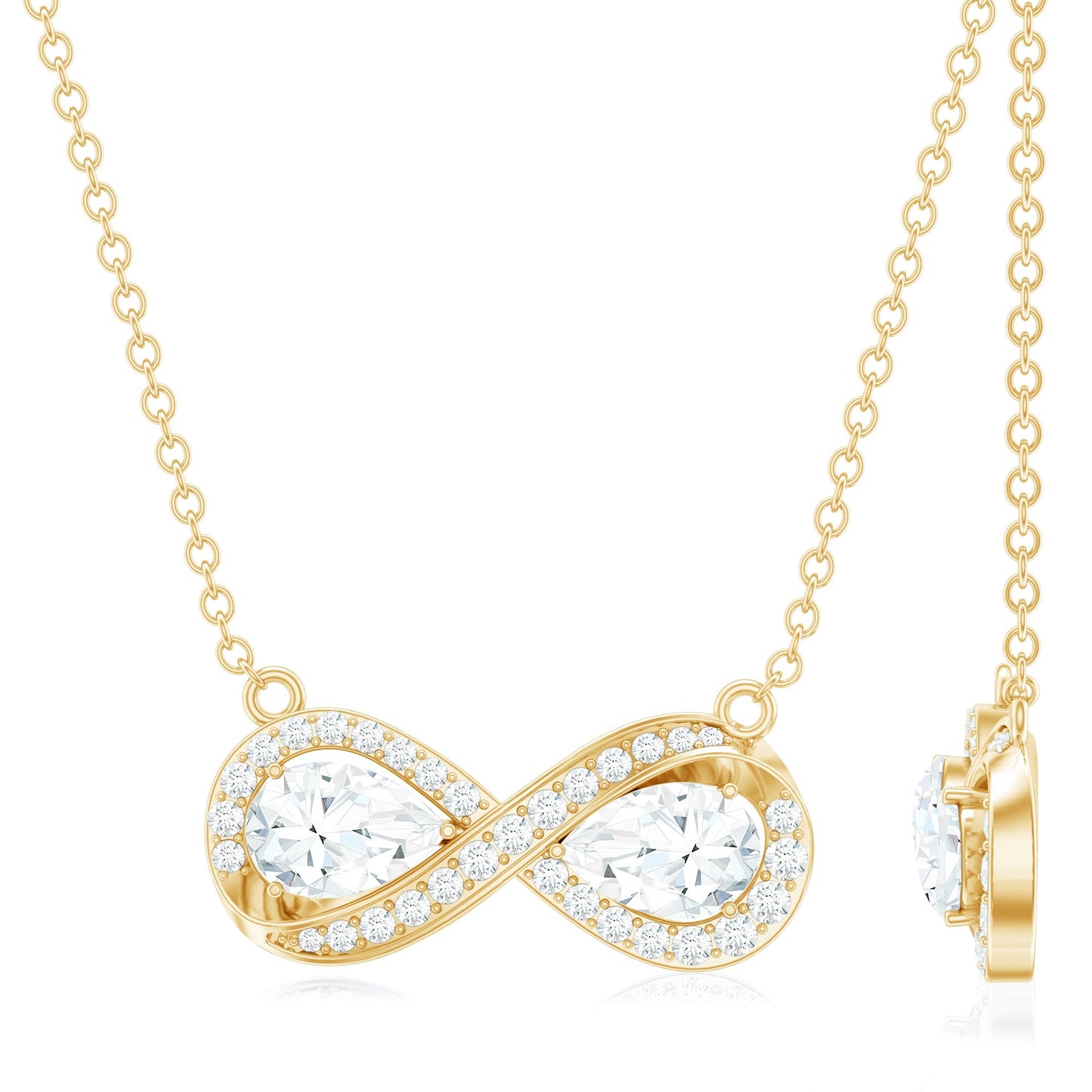 Certified Pear Shape Moissanite Infinity Necklace for Women