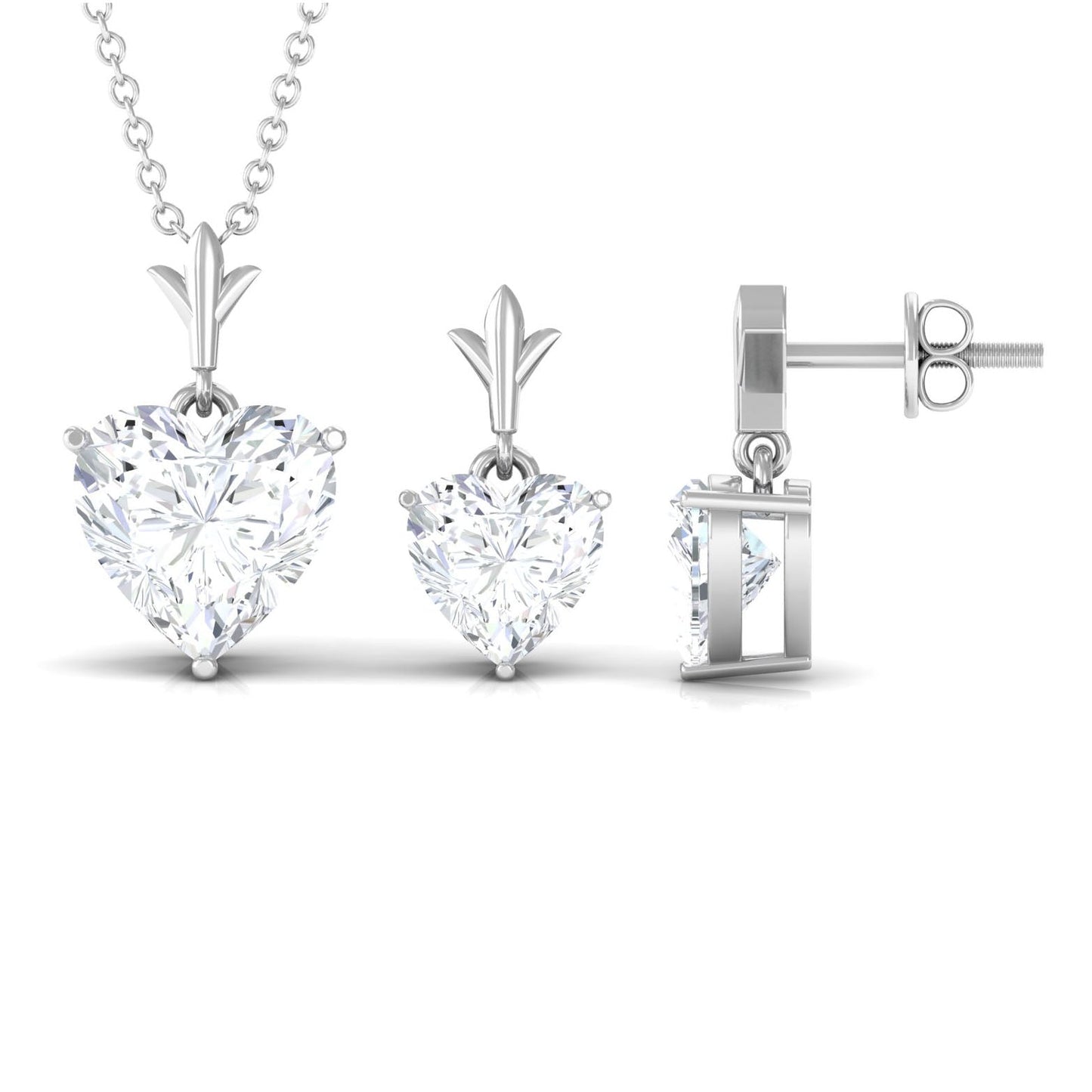 Certified Moissanite Heart Jewelry Set for Women